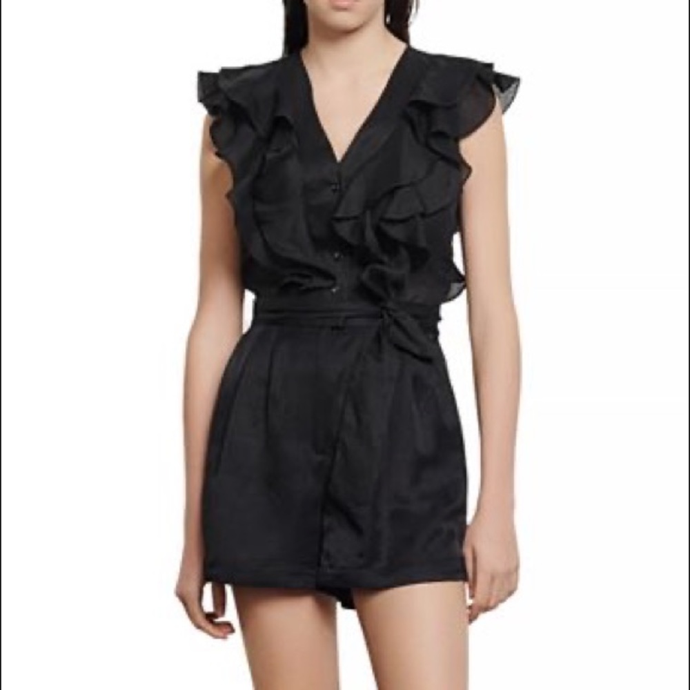 NWOT - Sandro Black Linen Romper
